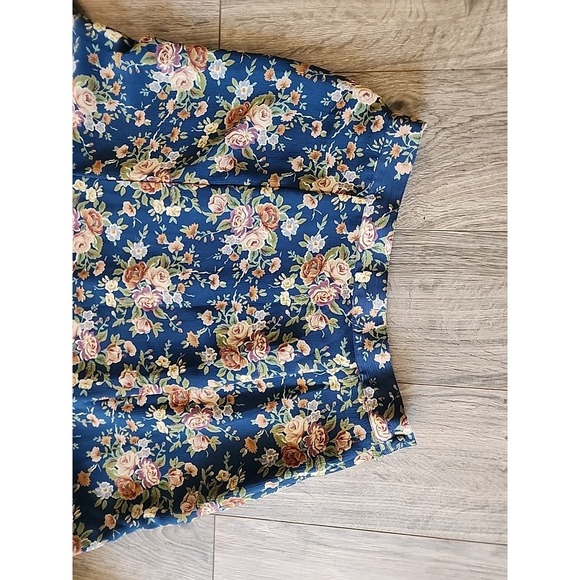 Vg Liz Claiborne LizSport Turquoise Floral Maxi Skirt sz 6 Rose Tiered 90s Fairy - Picture 4 of 13